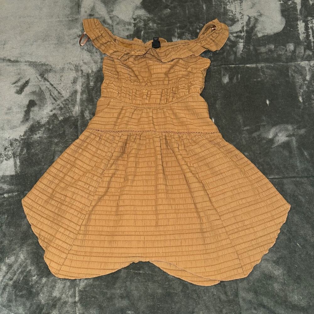 Wild‎ Fable Ruffled Tiered Skater Dress Women's 2XS Brown Stretch Sleeveless